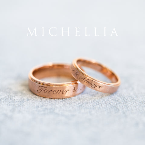 [Miles] Forever & Always Engraved Matching Wedding Band Men's Band Michellia Fine Jewelry   