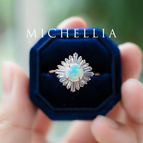 [Artemis] Vintage Deco Goddess Ring in Australian Opal