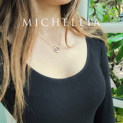 [Elune] Moonlight Pup in Rose Garden Solid Gold Necklace - One of A Kind Gift for Dog Lover & Ready-to-Ship Necklace michelliafinejewelry