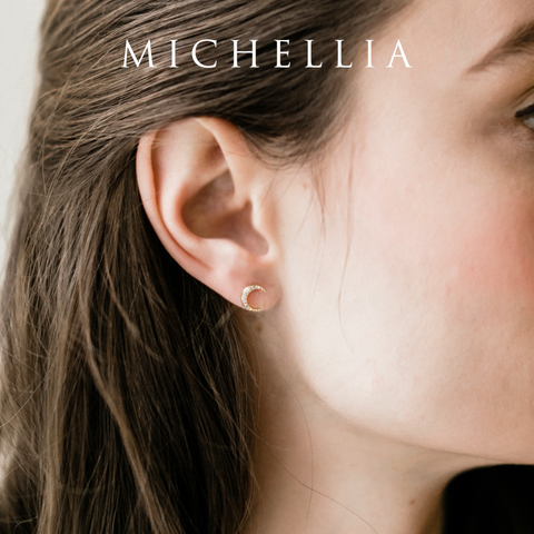 [Divina] Ready-to-Ship Crescent Moon Natural Diamond Earrings Earrings michelliafinejewelry