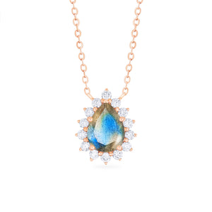 [Camellia] Vintage Bloom Pear Cut Necklace in Labradorite Necklace michelliafinejewelry   