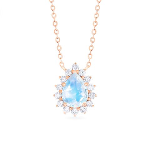 [Camellia] Vintage Bloom Pear Cut Necklace in Moonstone Necklace michelliafinejewelry   