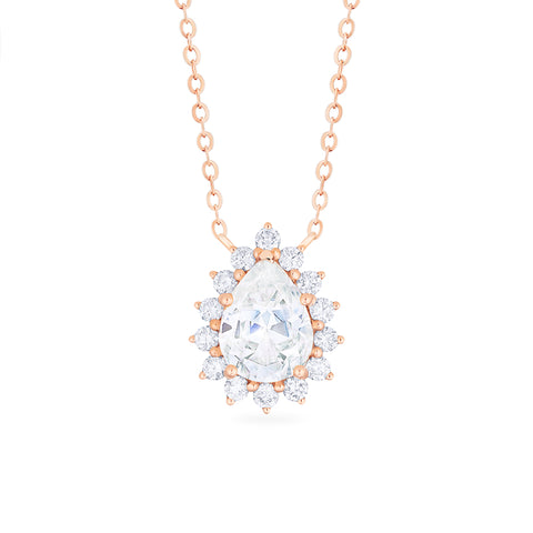 [Camellia] Vinage Bloom Pear Cut Necklace in Moissanite / Diamond Necklace michelliafinejewelry   