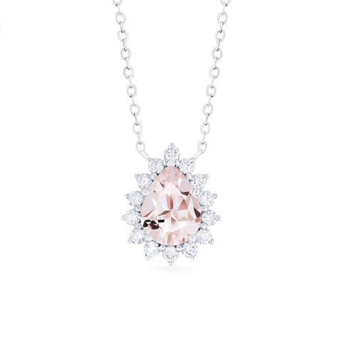 [Camellia] Vintage Bloom Pear Cut Necklace in Morganite Necklace michelliafinejewelry   