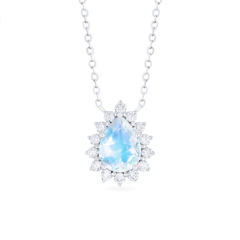 [Camellia] Vintage Bloom Pear Cut Necklace in Moonstone Necklace michelliafinejewelry   