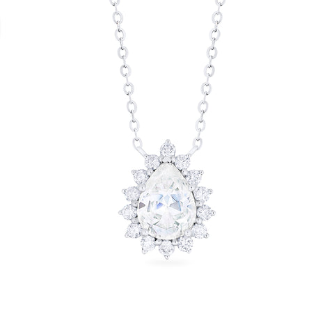 [Camellia] Vinage Bloom Pear Cut Necklace in Moissanite / Diamond Necklace michelliafinejewelry   