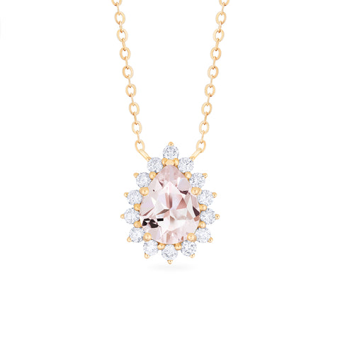 [Camellia] Vintage Bloom Pear Cut Necklace in Morganite Necklace michelliafinejewelry   