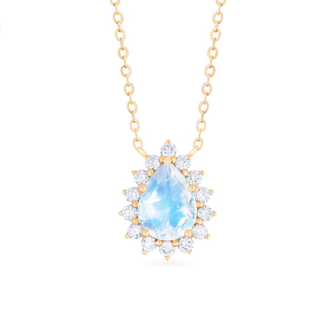 [Camellia] Vintage Bloom Pear Cut Necklace in Moonstone Necklace michelliafinejewelry   