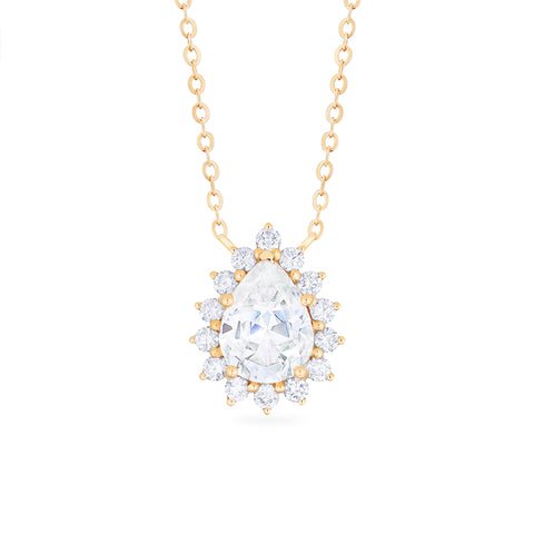 [Camellia] Vinage Bloom Pear Cut Necklace in Moissanite / Diamond Necklace michelliafinejewelry   