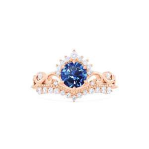 [Theia] Ready-to-Ship Heirloom Crown Ring in Lab Blue Sapphire Women's Ring michelliafinejewelry   