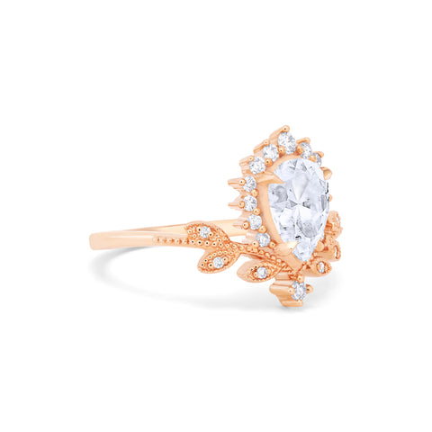 [Isadora] Woodland Fairy Pear Engagement Ring in Diamond / Moissanite Women's Ring michelliafinejewelry   