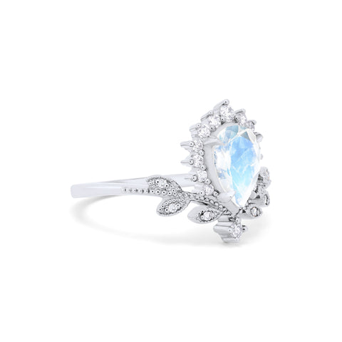[Isadora] Vintage Woodland Queen Pear Engagement Ring in Moonstone Women's Ring michelliafinejewelry   