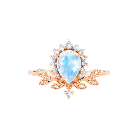 [Isadora] Vintage Woodland Queen Pear Engagement Ring in Moonstone Women's Ring michelliafinejewelry   