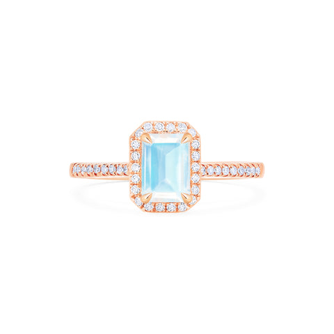 [Kimberly] Emerald Cut Halo Diamond Ring in Moonstone Women's Ring michelliafinejewelry   