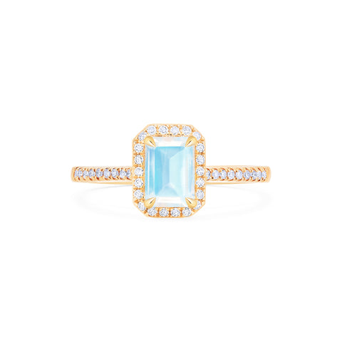 [Kimberly] Emerald Cut Halo Diamond Ring in Moonstone Women's Ring michelliafinejewelry   