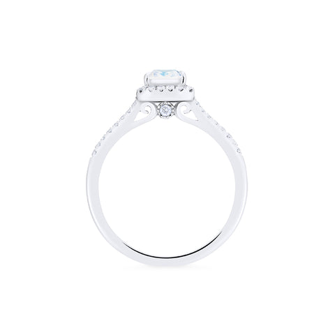 [Kimberly] Emerald Cut Halo Diamond Ring in Moonstone Women's Ring michelliafinejewelry   