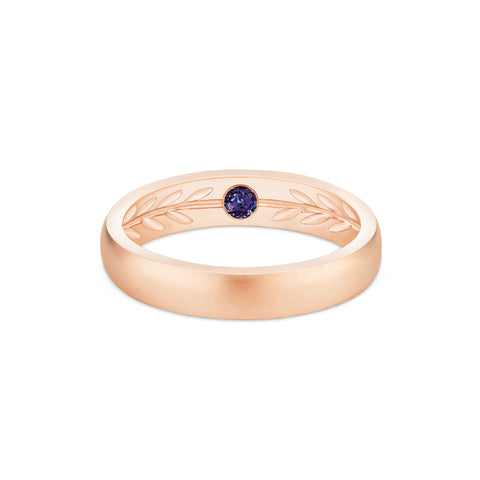 [Silvanus] Unisex Hidden Gemstone Laurel Leaf Wedding Band in Alexandrite Men's Band Michellia Fine Jewelry   