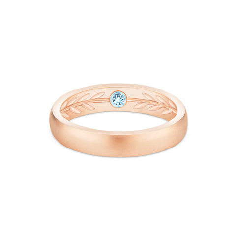 [Silvanus] Unisex Hidden Gemstone Laurel Leaf Wedding Band in Aquamarine Men's Band Michellia Fine Jewelry   