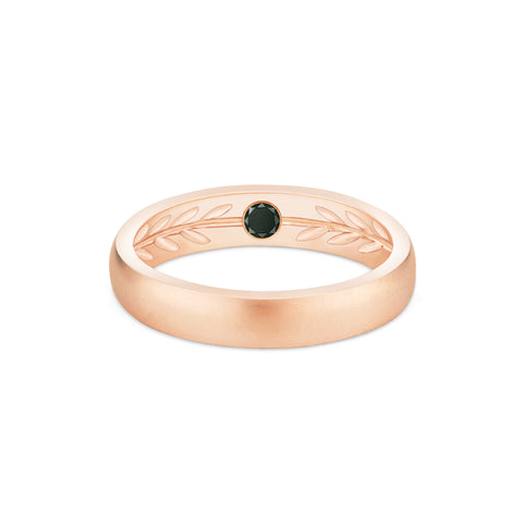 [Silvanus] Unisex Hidden Gemstone Laurel Leaf Wedding Band in Black Diamond Men's Band Michellia Fine Jewelry   