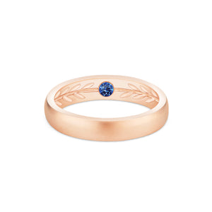 [Silvanus] Unisex Hidden Gemstone Laurel Leaf Wedding Band in Blue Sapphire Men's Band Michellia Fine Jewelry   