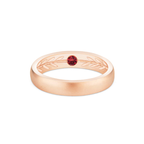 [Silvanus] Unisex Hidden Gemstone Laurel Leaf Wedding Band in Ruby Men's Band Michellia Fine Jewelry   