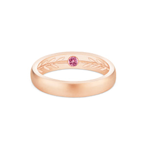 [Silvanus] Unisex Hidden Gemstone Laurel Leaf Wedding Band in Pink Sapphire Men's Band Michellia Fine Jewelry   