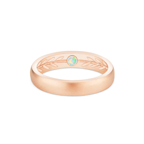 [Silvanus] Unisex Hidden Gemstone Laurel Leaf Wedding Band in Australian Opal Men's Band Michellia Fine Jewelry   