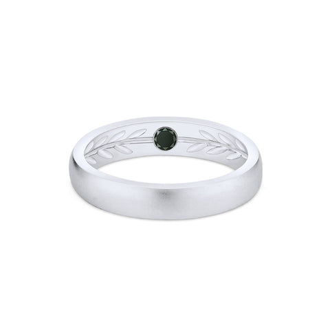 [Silvanus] Unisex Hidden Gemstone Laurel Leaf Wedding Band in Black Diamond Men's Band Michellia Fine Jewelry   