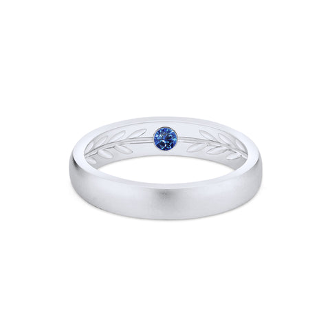 [Silvanus] Unisex Hidden Gemstone Laurel Leaf Wedding Band in Blue Sapphire Men's Band Michellia Fine Jewelry   