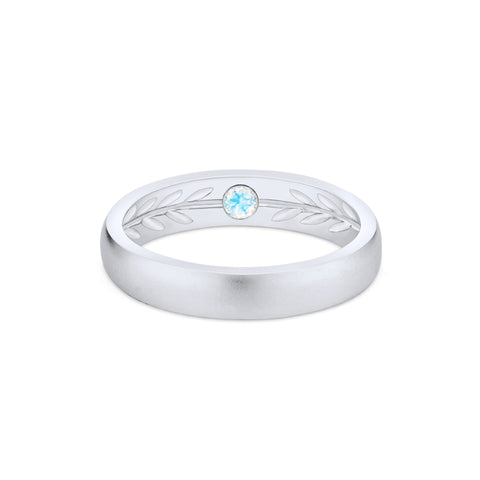 [Silvanus] Unisex Hidden Gemstone Laurel Leaf Wedding Band in Moonstone Men's Band Michellia Fine Jewelry   