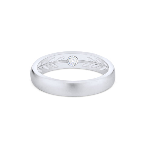 [Silvanus] Unisex Hidden Gemstone Laurel Leaf Wedding Band in Diamond Men's Band Michellia Fine Jewelry   