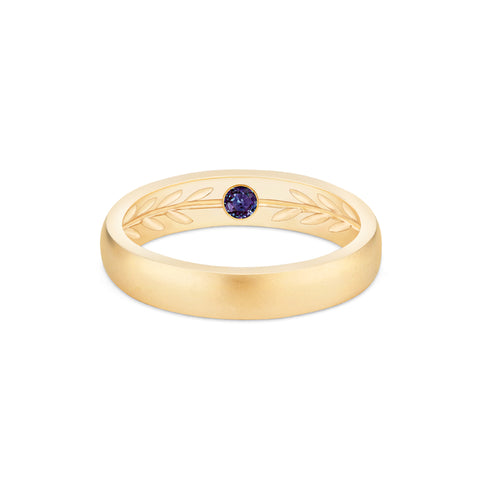[Silvanus] Unisex Hidden Gemstone Laurel Leaf Wedding Band in Alexandrite Men's Band Michellia Fine Jewelry   