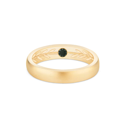 [Silvanus] Unisex Hidden Gemstone Laurel Leaf Wedding Band in Black Diamond Men's Band Michellia Fine Jewelry   