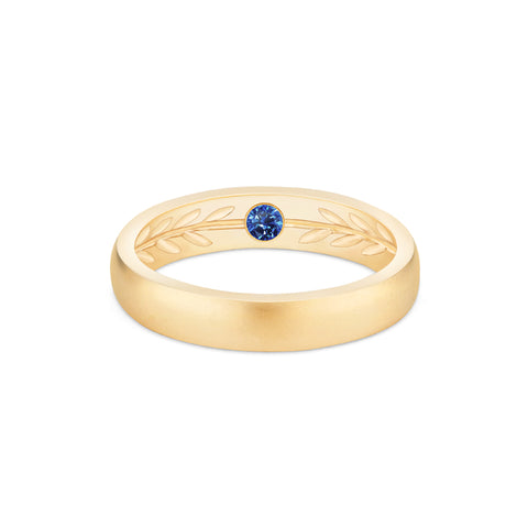 [Silvanus] Unisex Hidden Gemstone Laurel Leaf Wedding Band in Blue Sapphire Men's Band Michellia Fine Jewelry   