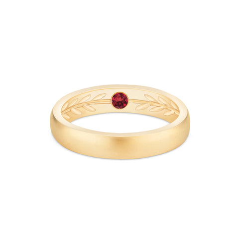 [Silvanus] Unisex Hidden Gemstone Laurel Leaf Wedding Band in Ruby Men's Band Michellia Fine Jewelry   