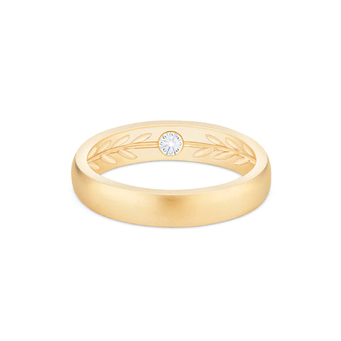 [Silvanus] Unisex Hidden Gemstone Laurel Leaf Wedding Band in Diamond Men's Band Michellia Fine Jewelry   