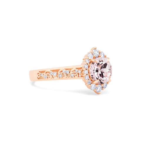 [Ophelia] Rococo Opulence Engagement Ring in Morganite Women's Ring michelliafinejewelry   
