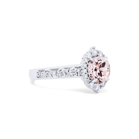 [Ophelia] Rococo Opulence Engagement Ring in Morganite Women's Ring michelliafinejewelry   