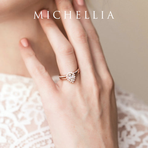 [Camellia] Vinage Bloom Pear Cut Necklace in Moissanite / Diamond Necklace michelliafinejewelry   