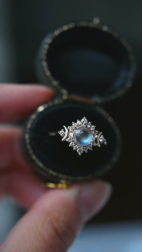 [Selene] Moon Goddess Engagement Ring in Moonstone Women's Ring michelliafinejewelry