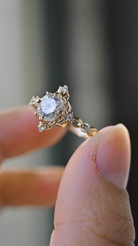 [Annalise] Victorian Heirloom Engagement Ring in Diamond / Moissanite Women's Ring michelliafinejewelry