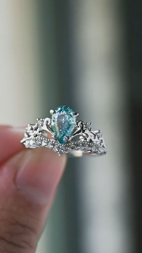 [Francesca] IGI Certified French Blue Diamond Pear Cut Platinum Engagement Ring, One of A Kind & Ready-to-Ship Women's Ring michelliafinejewelry