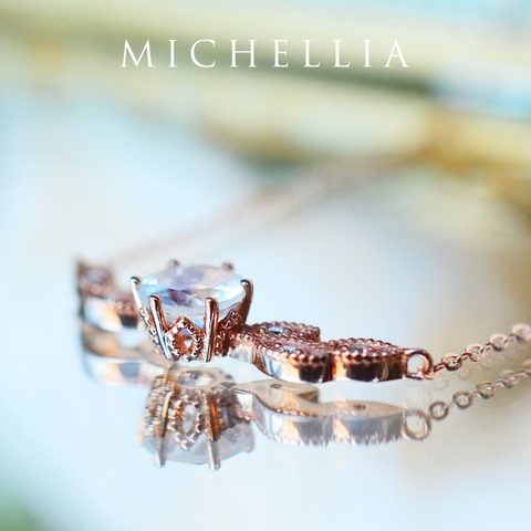 [Dahlia] Floral Leaf Necklace in Moonstone Necklace michelliafinejewelry   