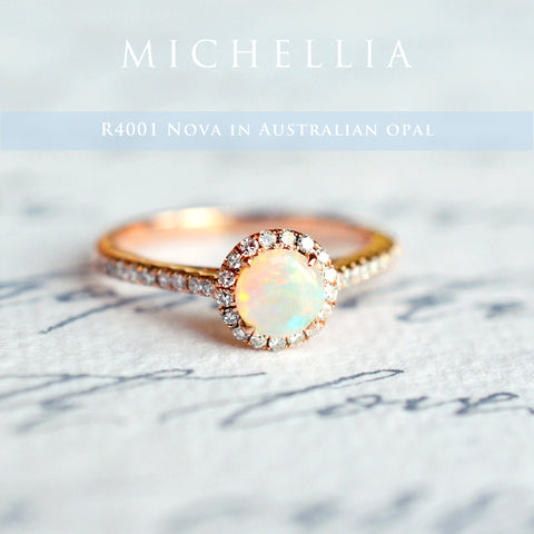 [Nova] Petite Halo Diamond Ring in Opal Women's Ring michelliafinejewelry   