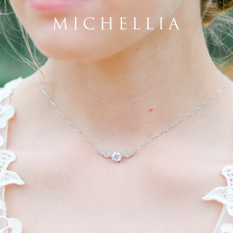 [Dahlia] Floral Leaf Necklace in Lab Emerald Necklace michelliafinejewelry   