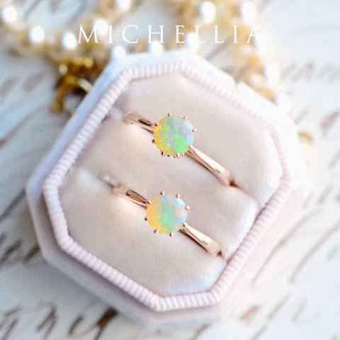 [Victoria] Classic Crown Solitaire Ring in Opal Women's Ring michelliafinejewelry   