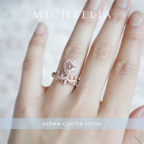 [Angelique] Venetian Crown Engagement Ring in Morganite Women's Ring michelliafinejewelry