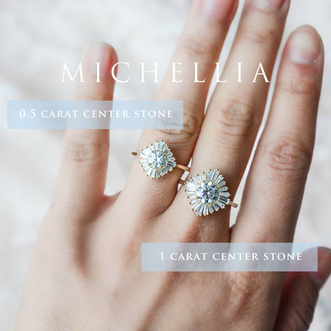 [Artemis] Vintage Deco Goddess Ballerina Engagement Ring in Diamond / Moissanite Women's Ring michelliafinejewelry   