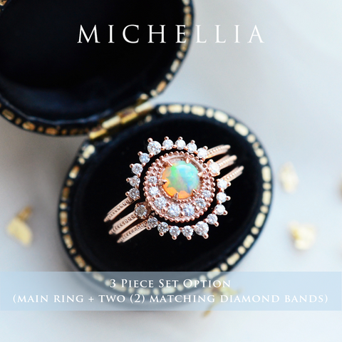 [Luna] Crescent Moon Ring in Australian Opal Women's Ring michelliafinejewelry   