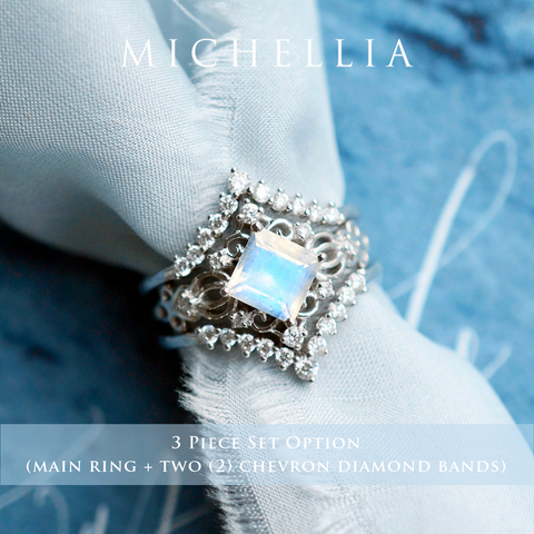 [Elsa] Vintage Square Princess Cut Engagement Ring in Diamond / Moissanite Women's Ring michelliafinejewelry   